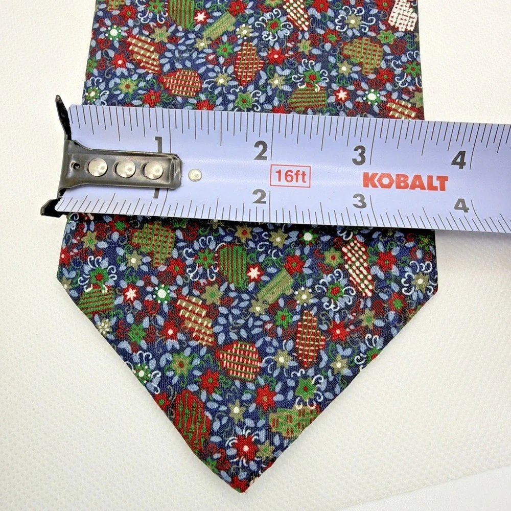 Christian Dior Monsieur Necktie Burgundy Blue Floral Geometric Polyester